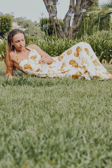 ROBE IMPRIMÉE AVEC LIN - Orange de Zara - Image 1