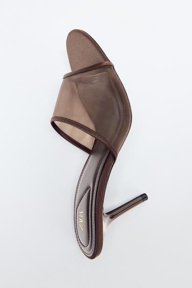 MESH HEELED SANDALS - Brown by Zara