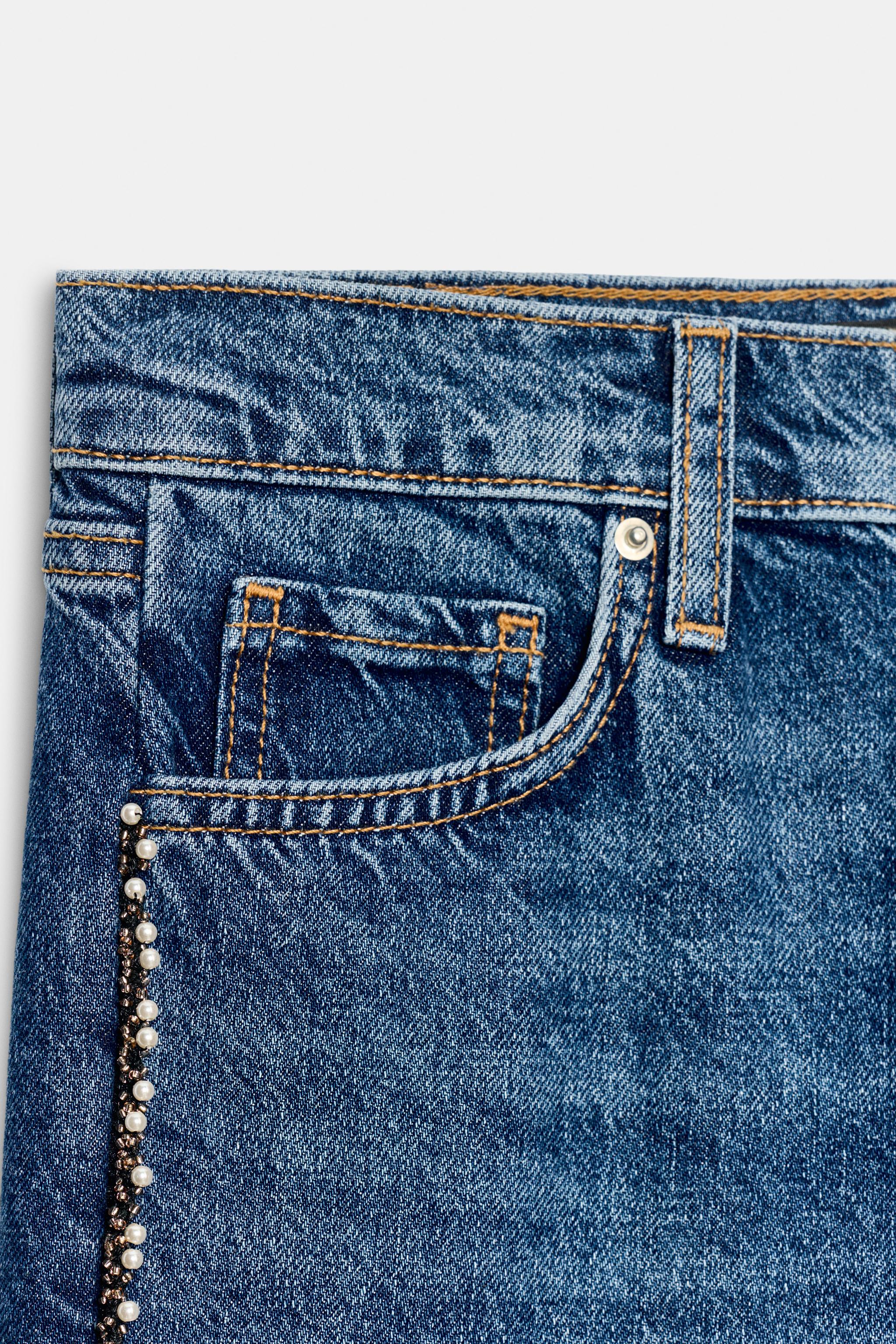 Z1975 MID-RISE SLIM STRAIGHT PEARL JEANS