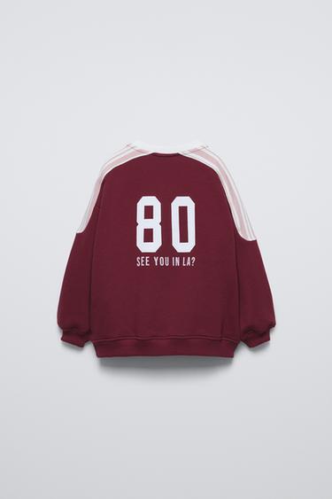RAISED EMBROIDERY SWEATSHIRT - Burgundy by Zara - Image 3