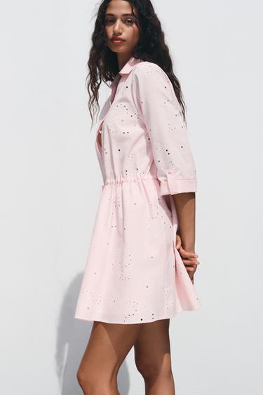 ROBE BRODÉE À EFFET GOMME - Rose de Zara - Image 3