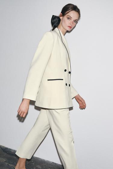 ZW COLLECTION TROUSERS WITH CONTRASTING TRIMS - Ecru by Zara - Image 2