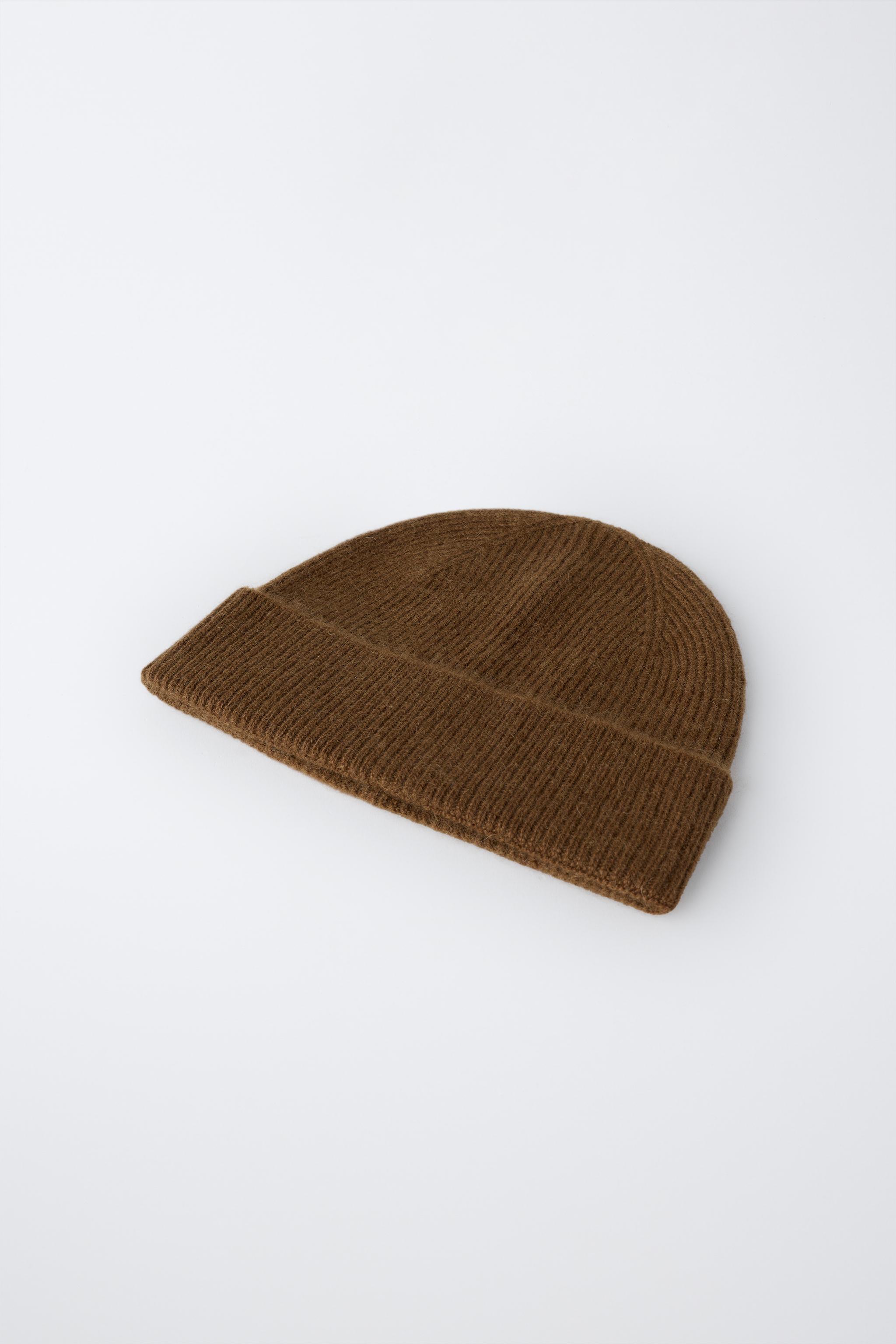 100% CASHMERE BEANIE — Brown
