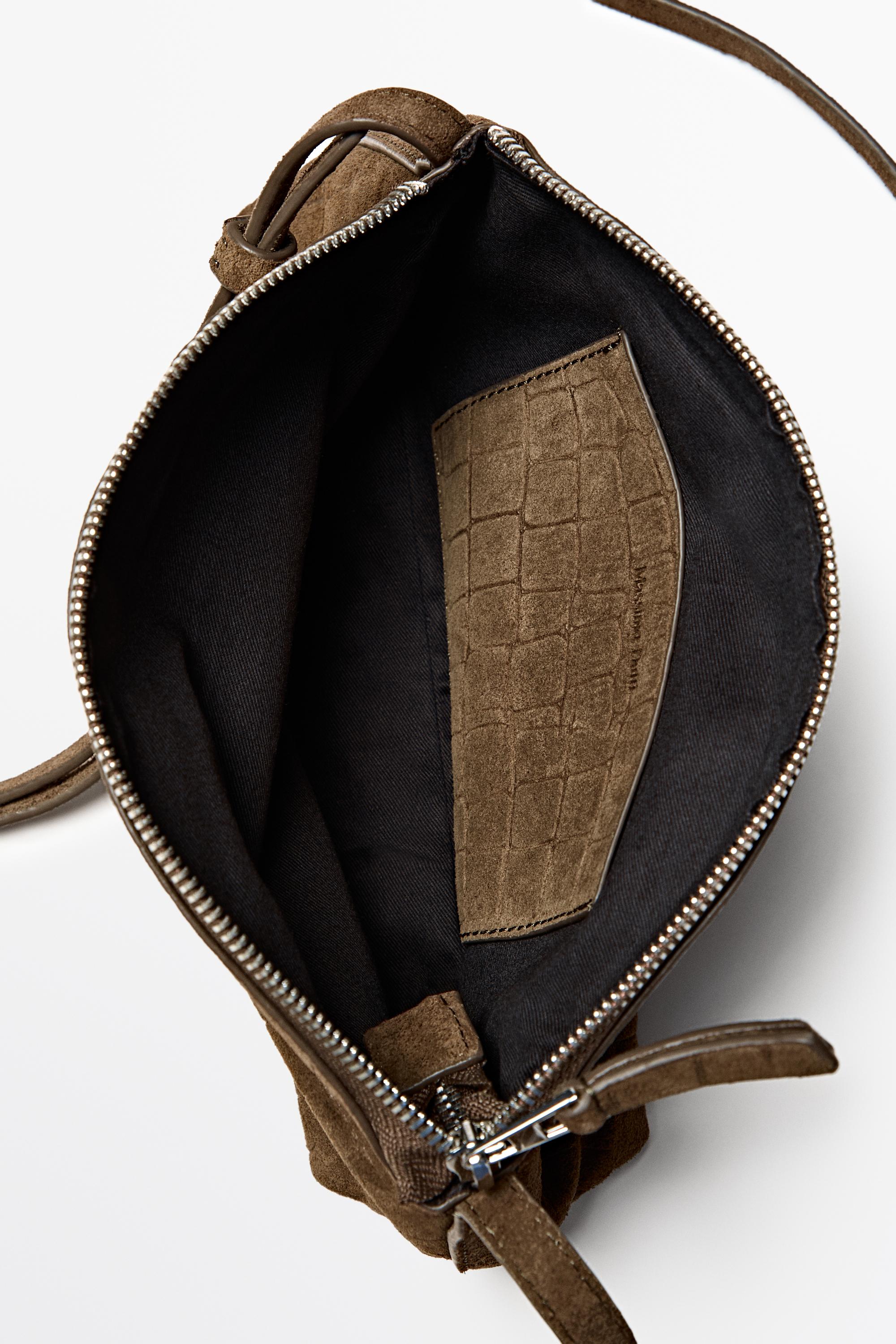 Split suede leather crossbody bag