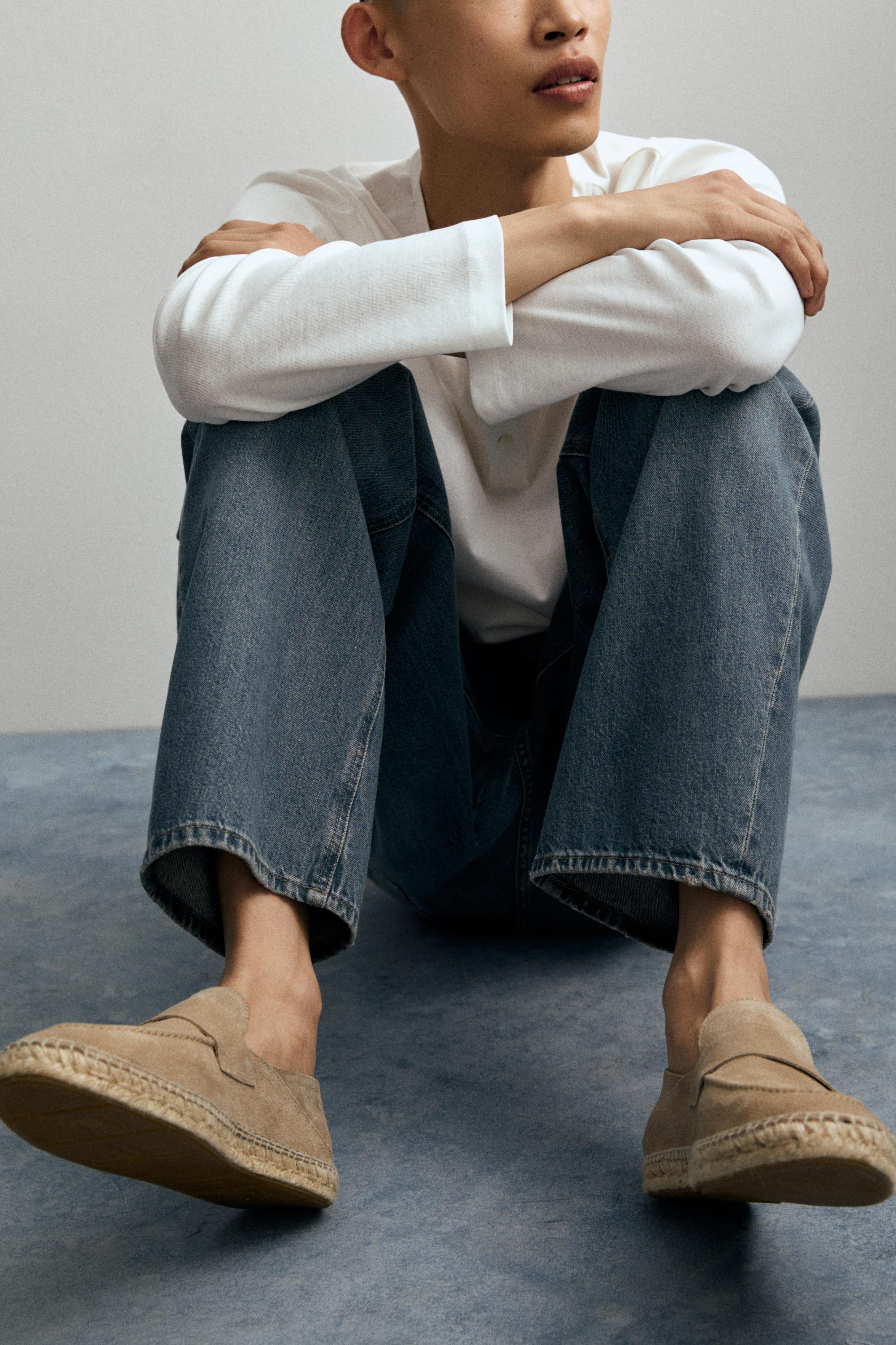 Split suede leather espadrille with piece — Sandy Brown