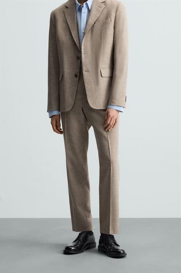 WOOL SUIT TROUSERS - Beige by Zara