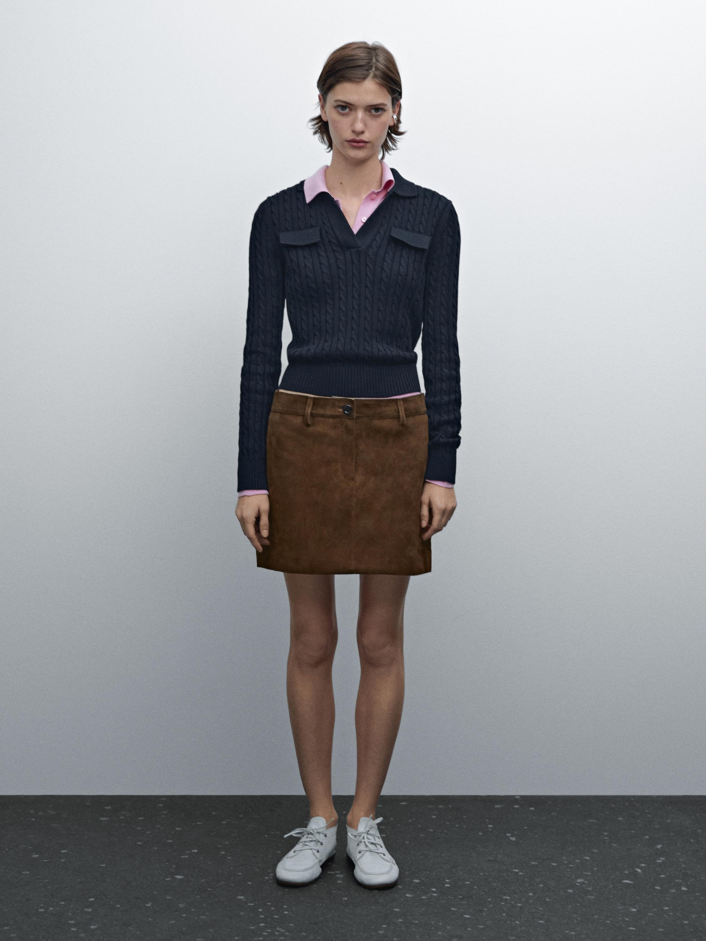 Suede leather mini skirt - Brown | ZARA United States Suede leather mini skirt - Brown | ZARA United States