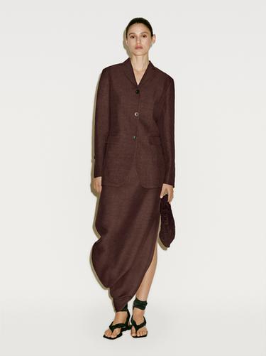 Zara Midi skirt with asymmetric hem - Limited Edition - Maroon - Image 0
