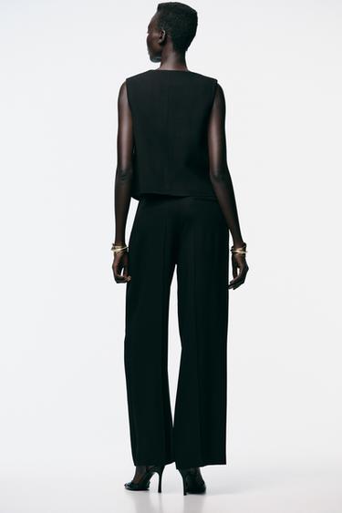 WIDE-LEG TROUSERS WITH DARTS - Black by Zara - Image 3