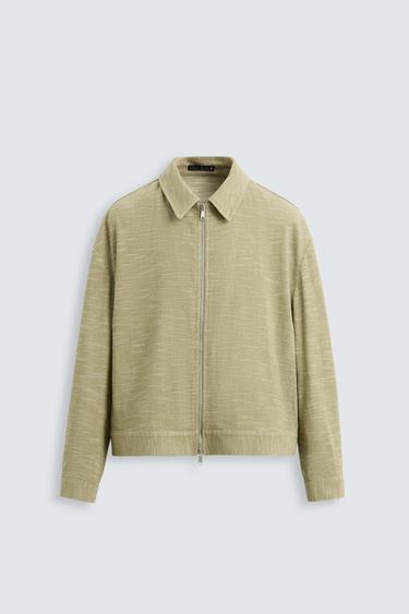 CAMISA LARGA COM TEXTURA E ZÍPER - Verde da Zara