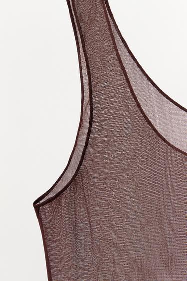 DÉBARDEUR À BRETELLES EN SOIE 100 % - Marron de Zara - Image 3