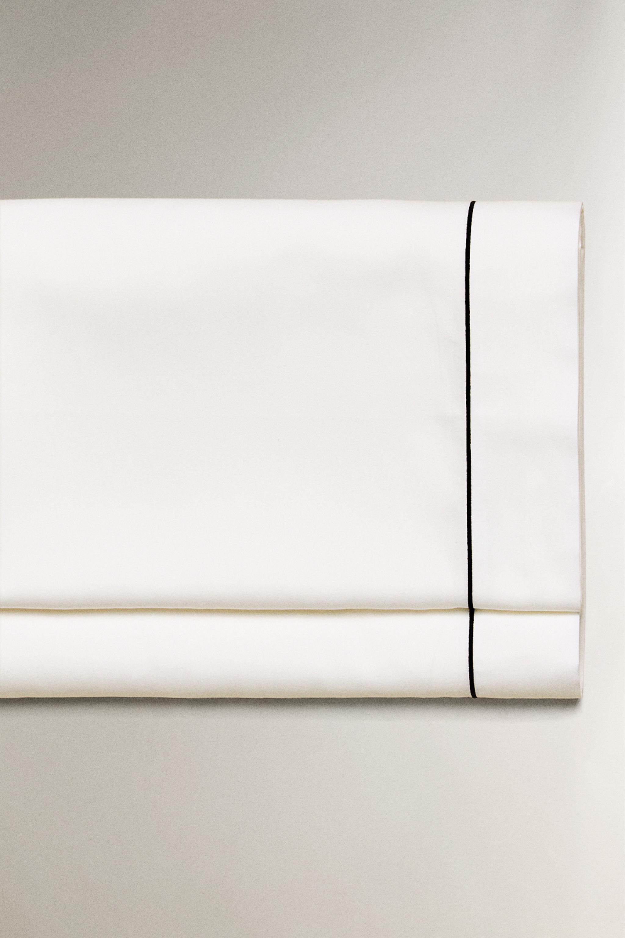 SATEEN FLAT SHEET WITH EMBROIDERED EDGE