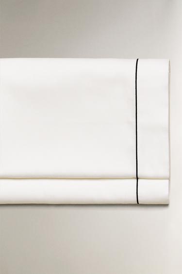 SATEEN FLAT SHEET WITH EMBROIDERED EDGE - Black by Zara