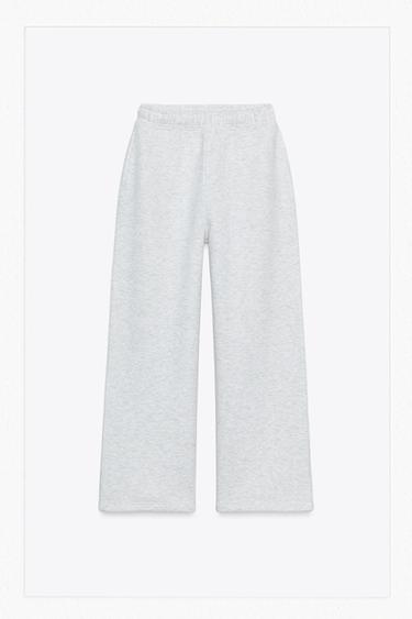 BASIC STRAIGHT-LEG PLUSH TROUSERS WITH ADJUSTABLE HEM - Grey marl by Zara