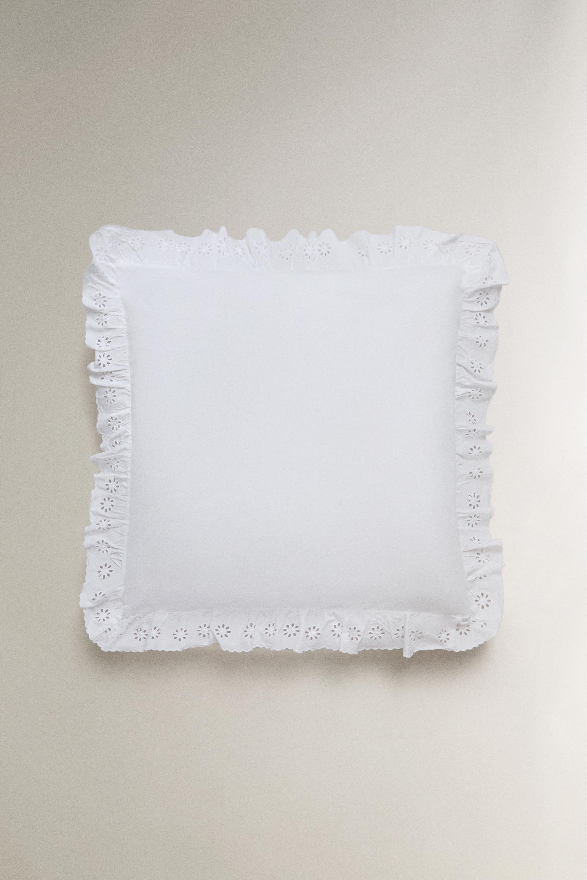 RUFFLED COTTON PILLOWCASE — White