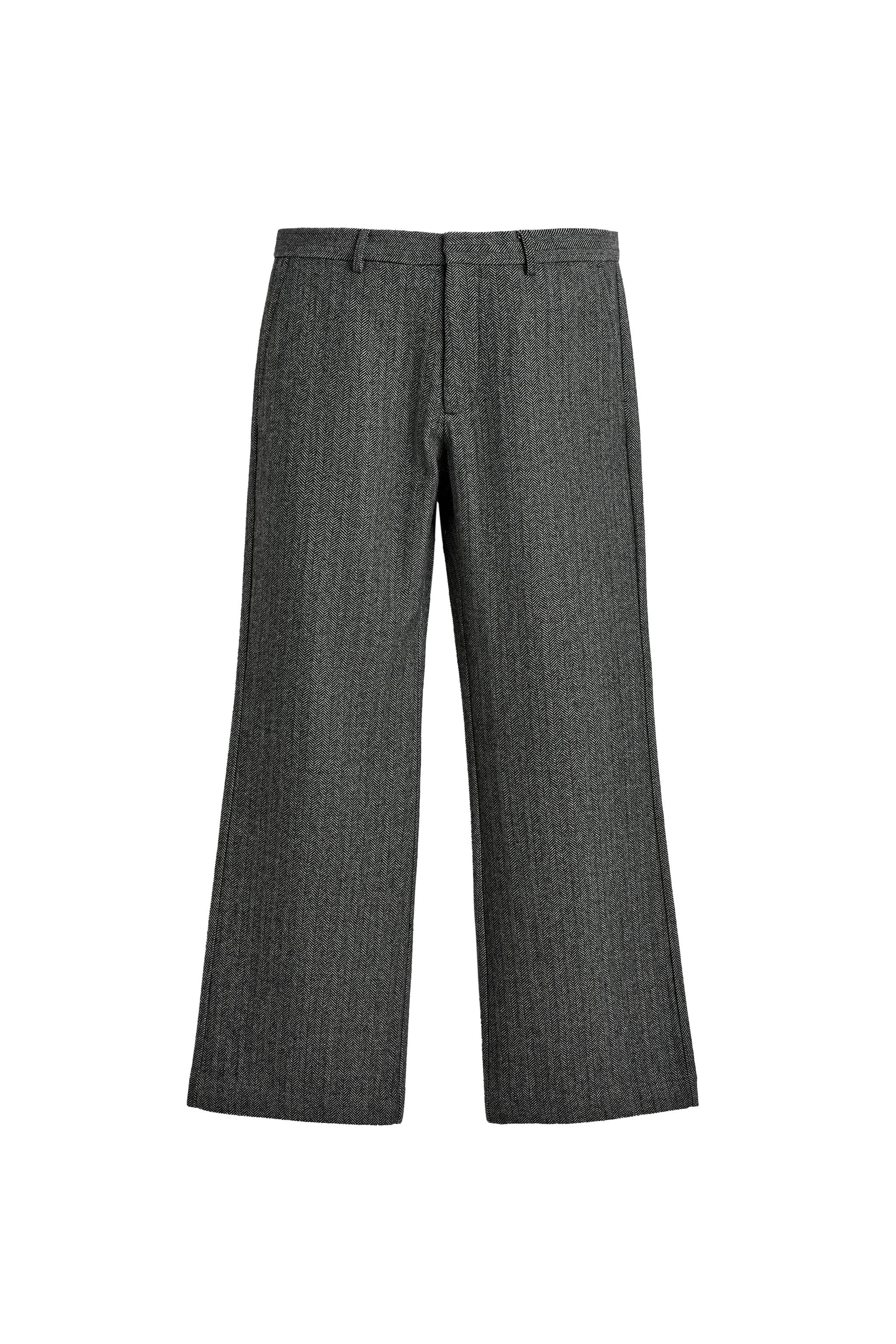 HERRINGBONE TEXTURED SUIT TROUSERS WITH WOOL