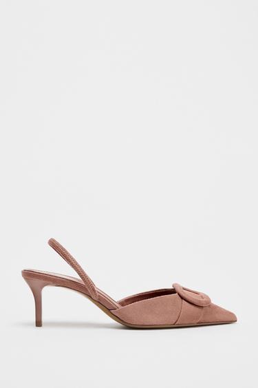 ОБУВКИ С ОТВОРЕНА ПЕТА И МОТИВ - Розово от Zara