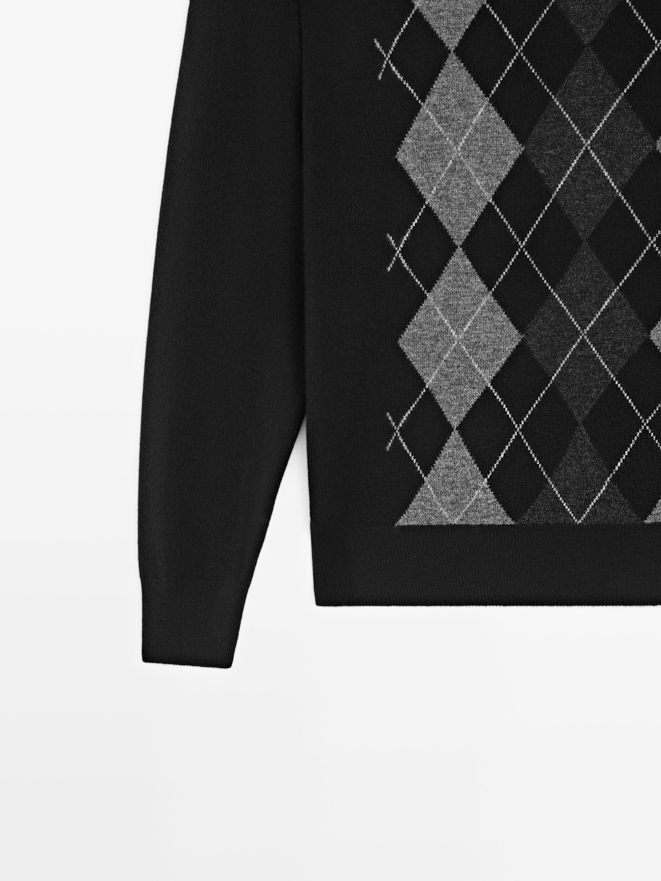 100% wool Argyle knit sweater