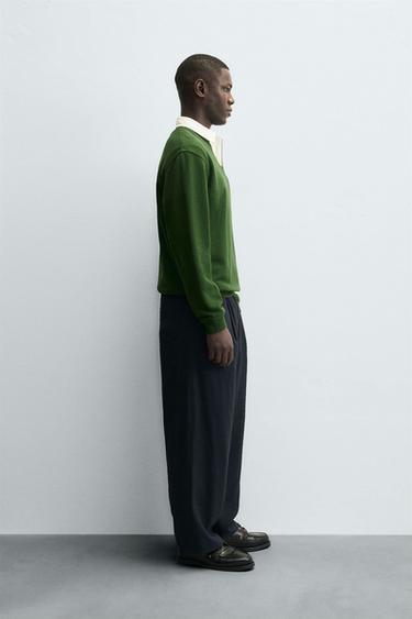 SWEAT POLO COL CONTRASTÉ - Vert soutenu de Zara - Image 3