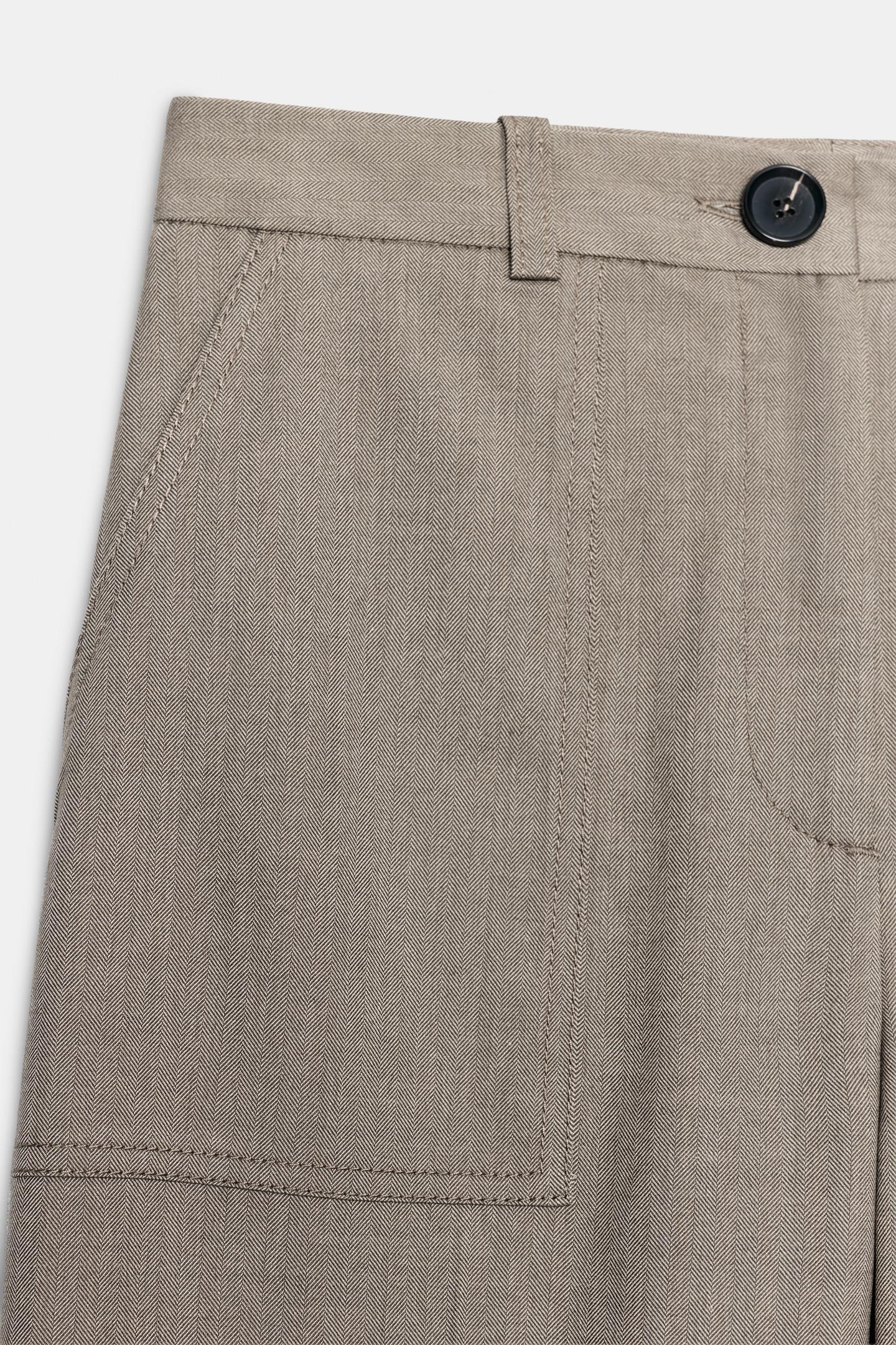 Женские брюки Zara Cropped Straight, цвет: Светлый коричневый — фото 8