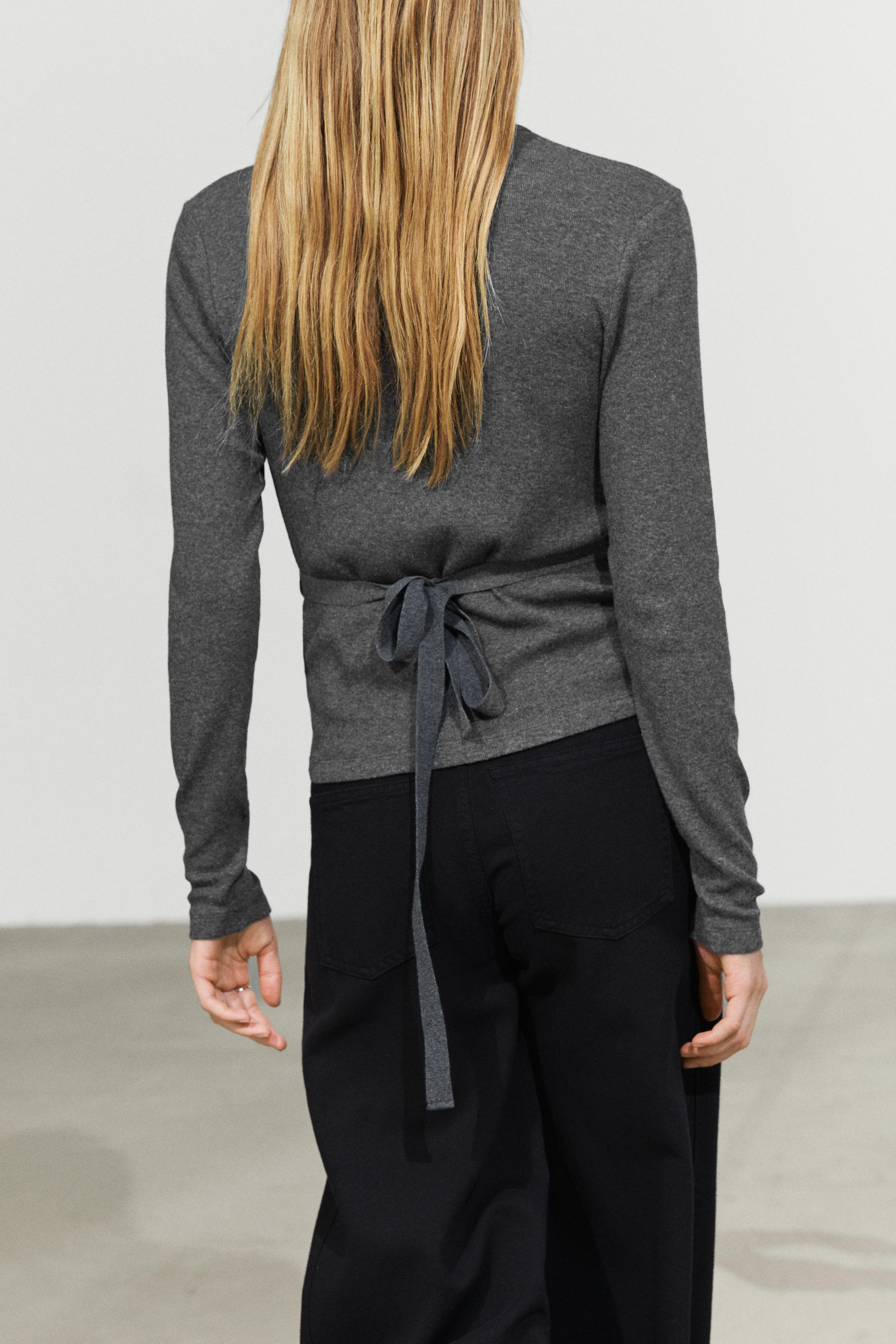 Cotton-cashmere blend wrap T-shirt