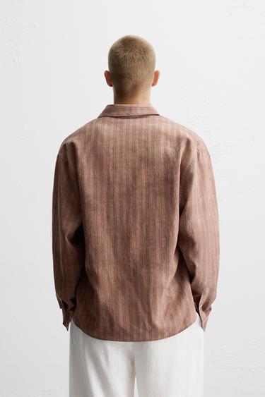 CHEMISE À RAYURES EFFET DÉLAVÉ - Marron de Zara - Image 2