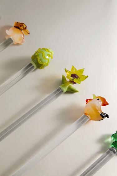 PACK OF EASTER GLASS DESSERT SPOONS (PACK OF 6) - Green by Zara - Image 1