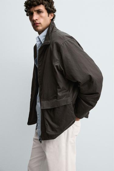 Zara WAXED FINISH JACKET - Khaki