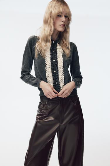 CHAQUETA PUNTILLA CONTRASTE - Gris vigoré de Zara