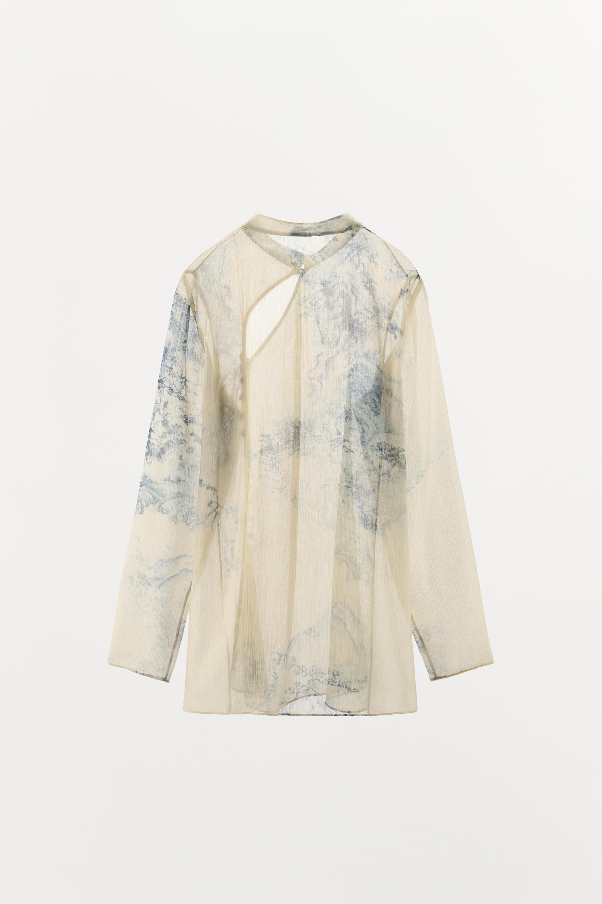 Женские рубашки Zara ZW COLLECTION PRINTED BUTTON-UP SHIRT — фото 7