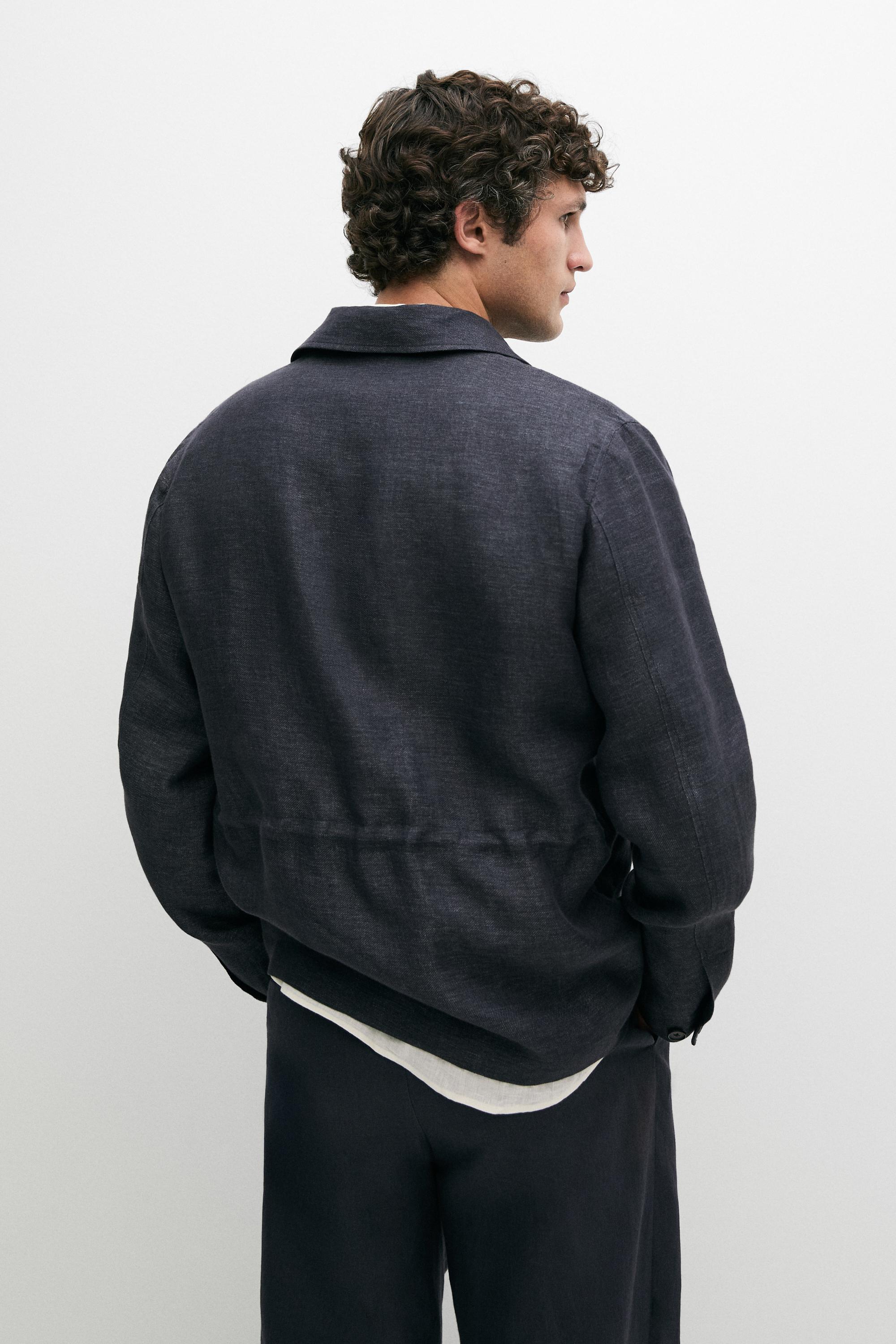 100% linen total look melange overshirt