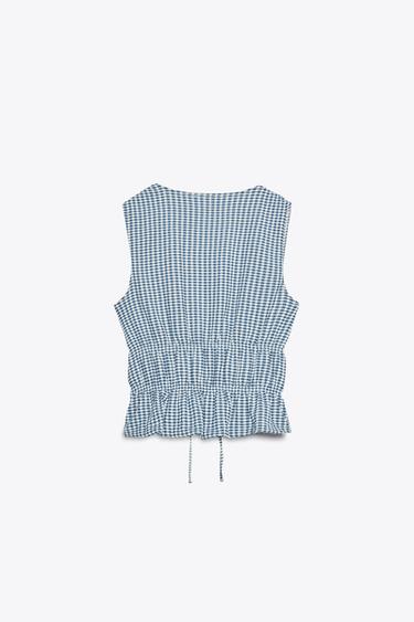 GINGHAM TOP WITH TIES - Blue/White by Zara - Image 6