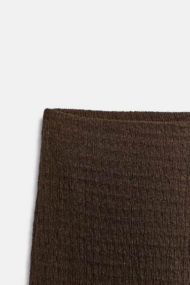 TEXTURED STRAIGHT-LEG TROUSERS - Dark brown by Zara