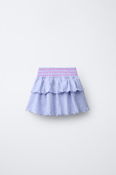 FLORAL TEXTURED BERMUDA SKORT - Mauve by Zara - Image 1