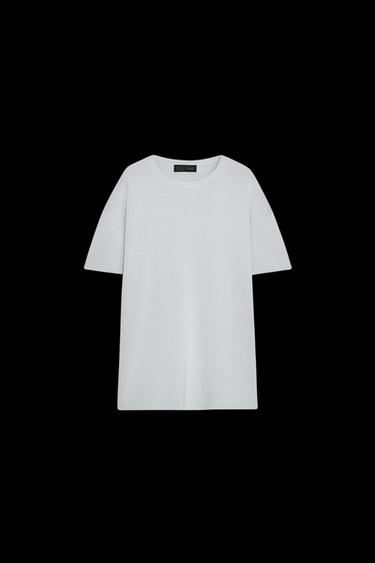 TOP OVERSIZE PUNTO LISO - Gris perla de Zara - Imagen 0