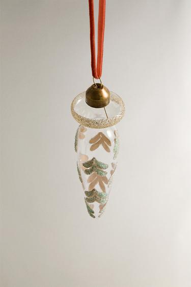 DÉCORATION SAPIN ALLONGÉE FEUILLES PAILLETTÉES NOËL - Vert de Zara - Image 1