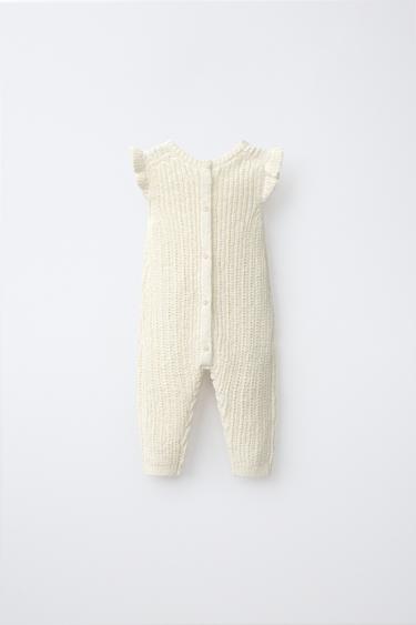 EMBROIDERED FLORAL KNIT JUMPSUIT — Ecru 2