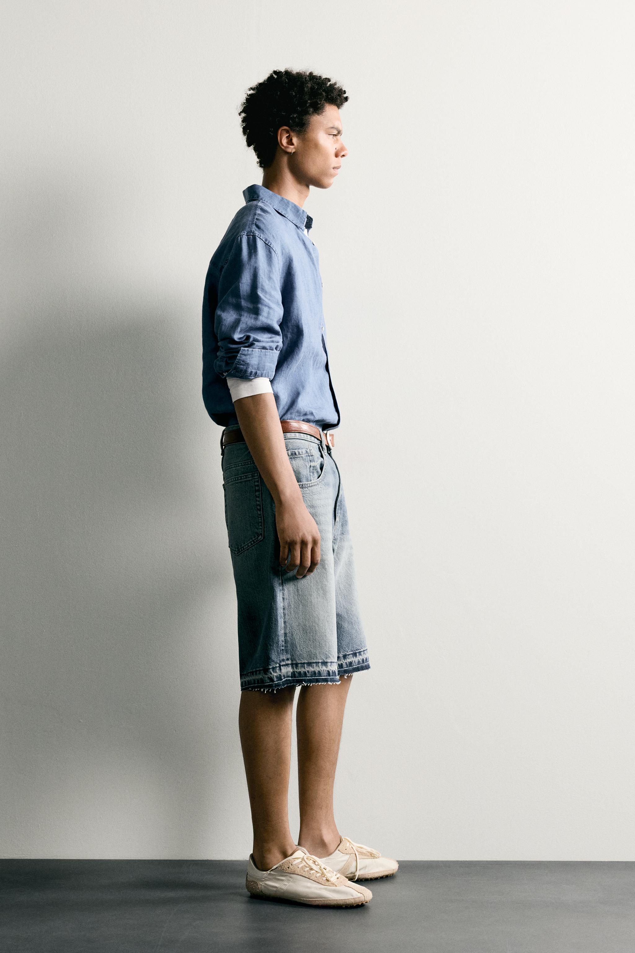 Мужские шорты Zara RELAXED FIT DENIM SHORTS — фото 4
