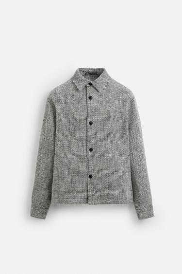 TEXTURED REGULAR FIT OVERSHIRT - Ecru / Marl by Zara