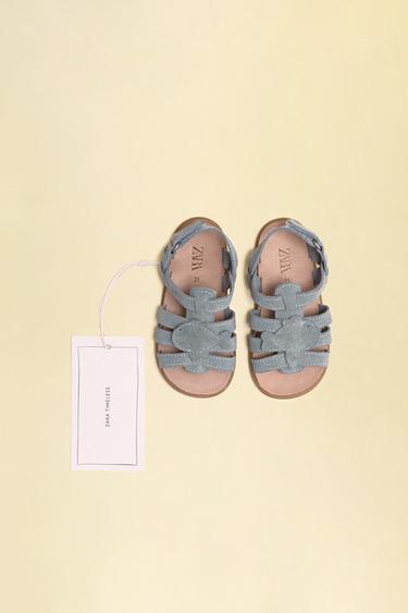 SANDALES POISSON EN CUIR - Bleu ciel de Zara - Image 8