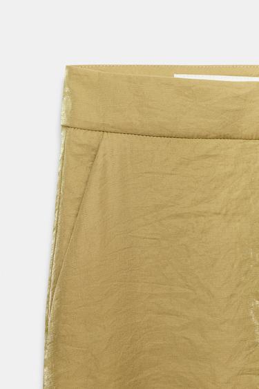WRINKLED-EFFECT STRAIGHT TROUSERS - Golden by Zara - Image 7