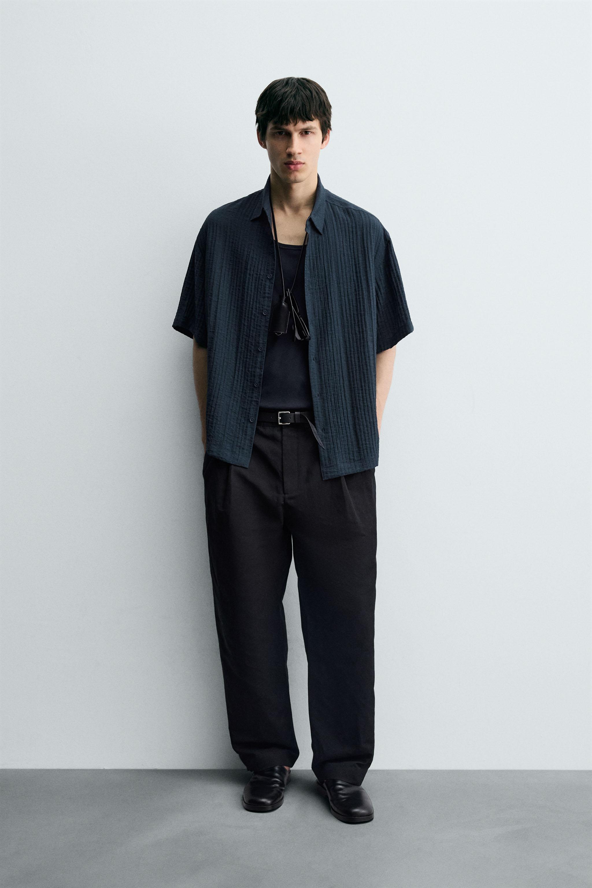 FLUID TEXTURED SHIRT - Gray / Blue | ZARA United States