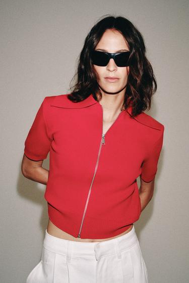 CARDIGAN WITH ZIP - Red by Zara