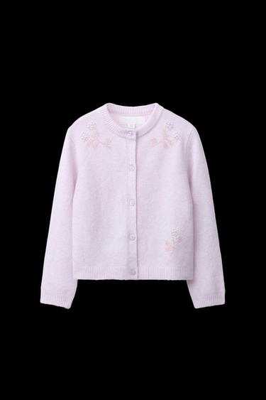 BEADED KNIT CARDINGAN - Light lilac by Zara