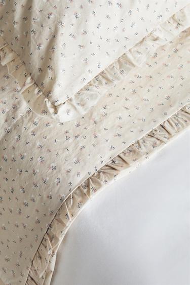 CHILDREN'S FLORAL PRINT RUFFLED FLAT SHEET - Light pink by Zara