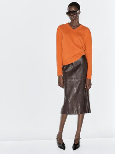 Zara V-neck knit sweater - Orange