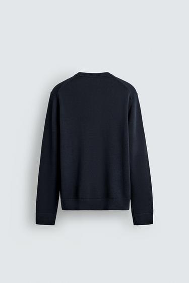 REGULAR FIT COTTON CARDIGAN - Dark navy by Zara - Image 7