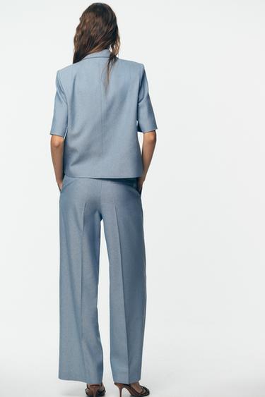 STRAIGHT-LEG TROUSERS WITH DARTS - Blue by Zara - Image 3