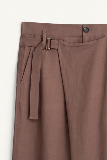 RELAXED FIT WRAP TROUSERS - Taupe grey by Zara - Image 7