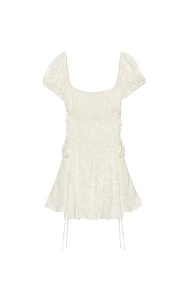 MINI JACQUARD DRESS WITH TIES - Ecru by Zara